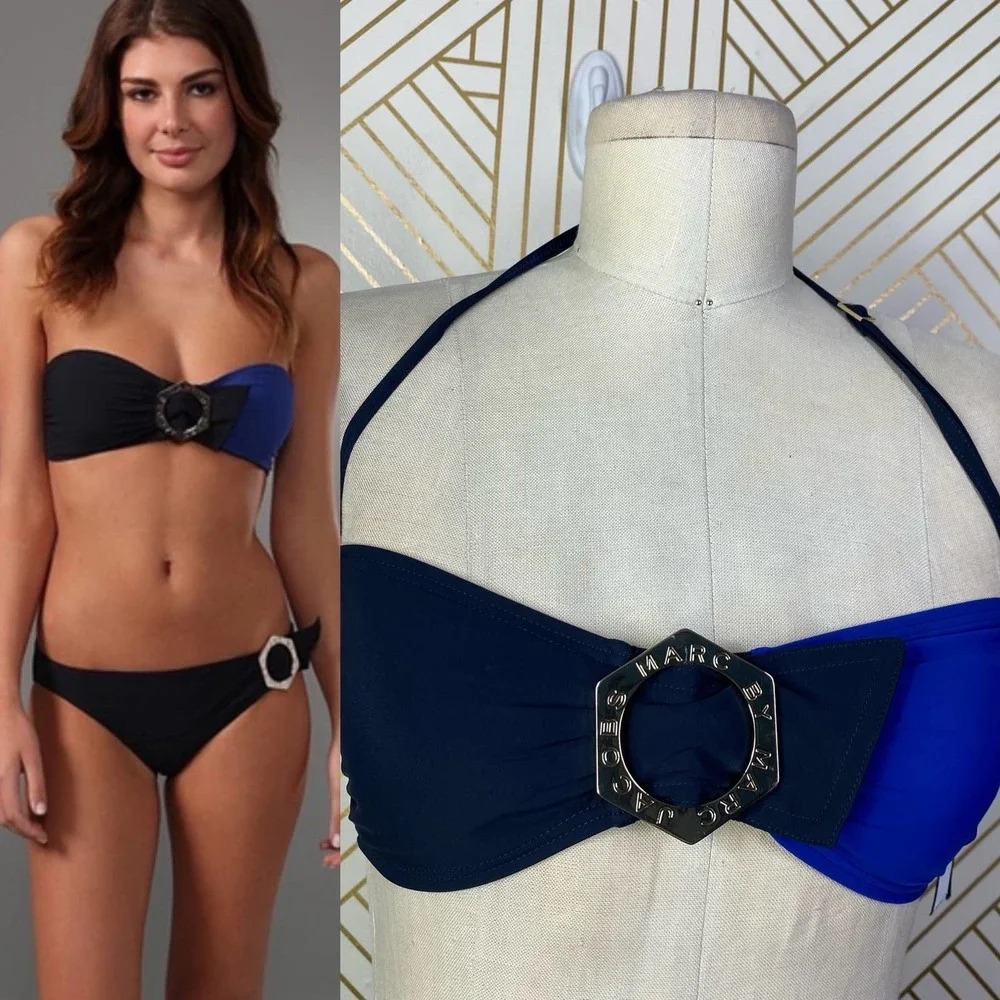 Marc by Marc Jacobs Broken Solids Bandeau Bikini Top Two Toned Blue Size US XS